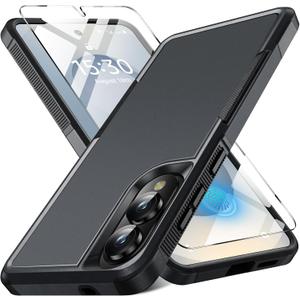 2 x for Samsung Galaxy S25 Edge Case with Screen Protector, [Military Grade Drop Protection] Dual Layer Heavy Duty Shockproof Protective Phone Case for Samsung S25 Edge (Black)