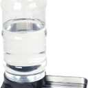 PAKEWAY Large Capacity Gravity Water Dispenser for Dogs, 2.3 Gallon Stainless Steel Pet Water Bowl for Medium & Large Pets, Low Refill Automatic Waterer with Filters (Silver)