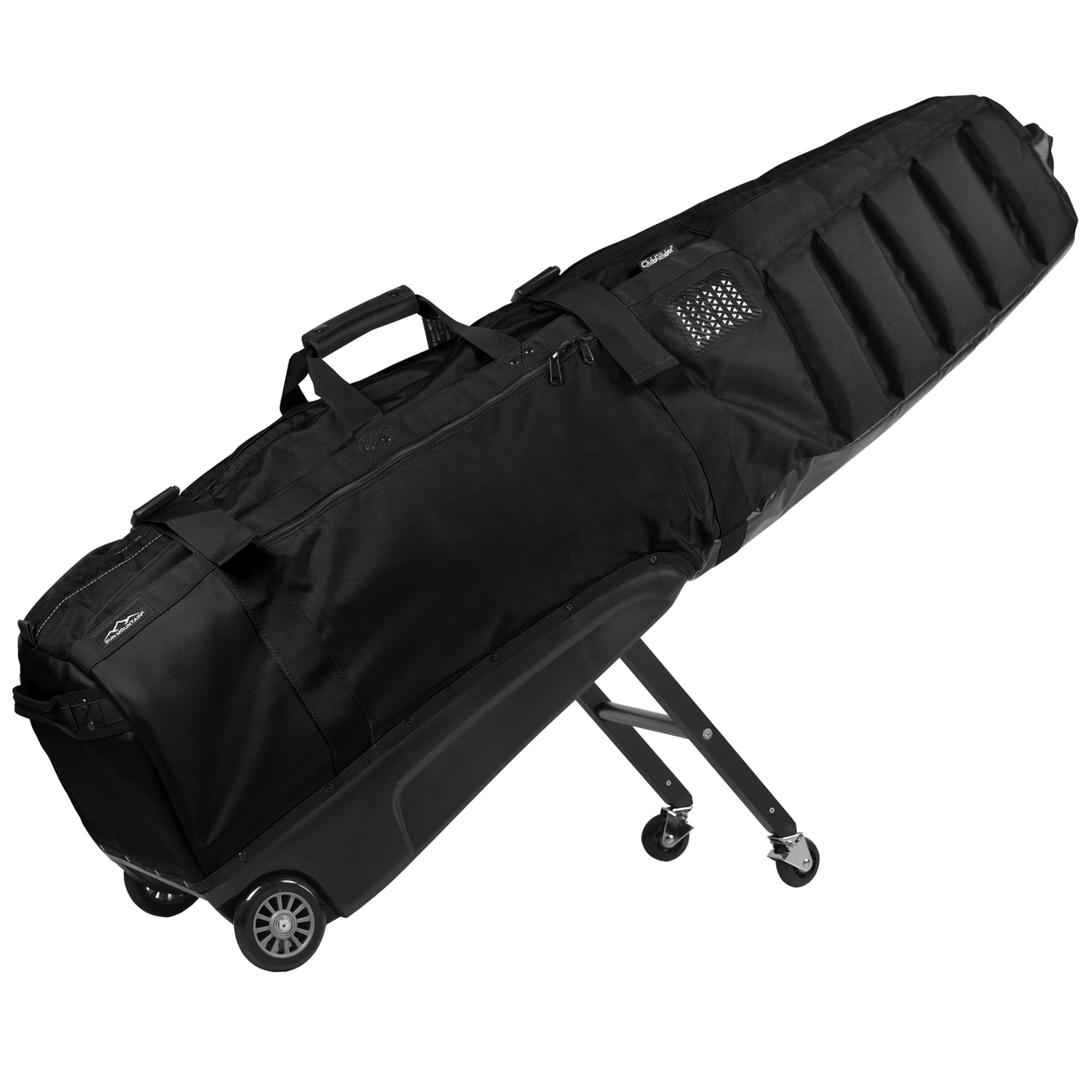 Sun Mountain ClubGlider Meridian Golf Travel Bag, 4-Wheel Rolling Retractable-Leg System, Black-Olive-Inferno