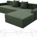 ZNSAYOTX Sectional Couch Covers, Stretch Jacquard Slipcovers with Elastic Bottom for L-Shape Sectional Sofa, 2 Pcs Pet Friendly Modular Sofa Protector (3 Seat Couch + 2 Seat Chaise, Army Green)