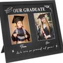 GraduatePro Then and Now Graduation Picture Frame for 2 Photos, HD Real Glass -Double 5x7 Frame, Graduation Gift for Son, Daughter, High School & College Graduate Keepsake for Parents