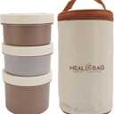 Haofy Lunch Food Container, 304 Stainless Steel Insulated Airtight Meal Container for School, 3 Separate Stackable Lunch Container Set, 22oz, Ideal for Work, Picnic