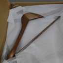 HOUSE DAY Wide Shoulder Wooden Hangers, Suit Hangers with Non Slip Pants Bar, Smooth Finish 360° Swivel Hook Solid Wood Coat Hangers for Dress, Jacket, Pants, Heavy Clothes Hangers 6 Pack (Walnut)