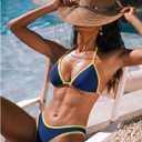 SUUKSESS Women Sexy Thong String 2 Piece Bikini Set Cheeky Halter Swimsuit (S)