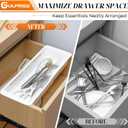 1 Pack Deep Drawer Organizer Bins, Sliding Drawer Organizer Bin Expandable and Adjustable Tray for Kitchen Utensils, Towels, BBQ Tools, Durable Plastic Sliding for Easy Storage (12.4-17.7")