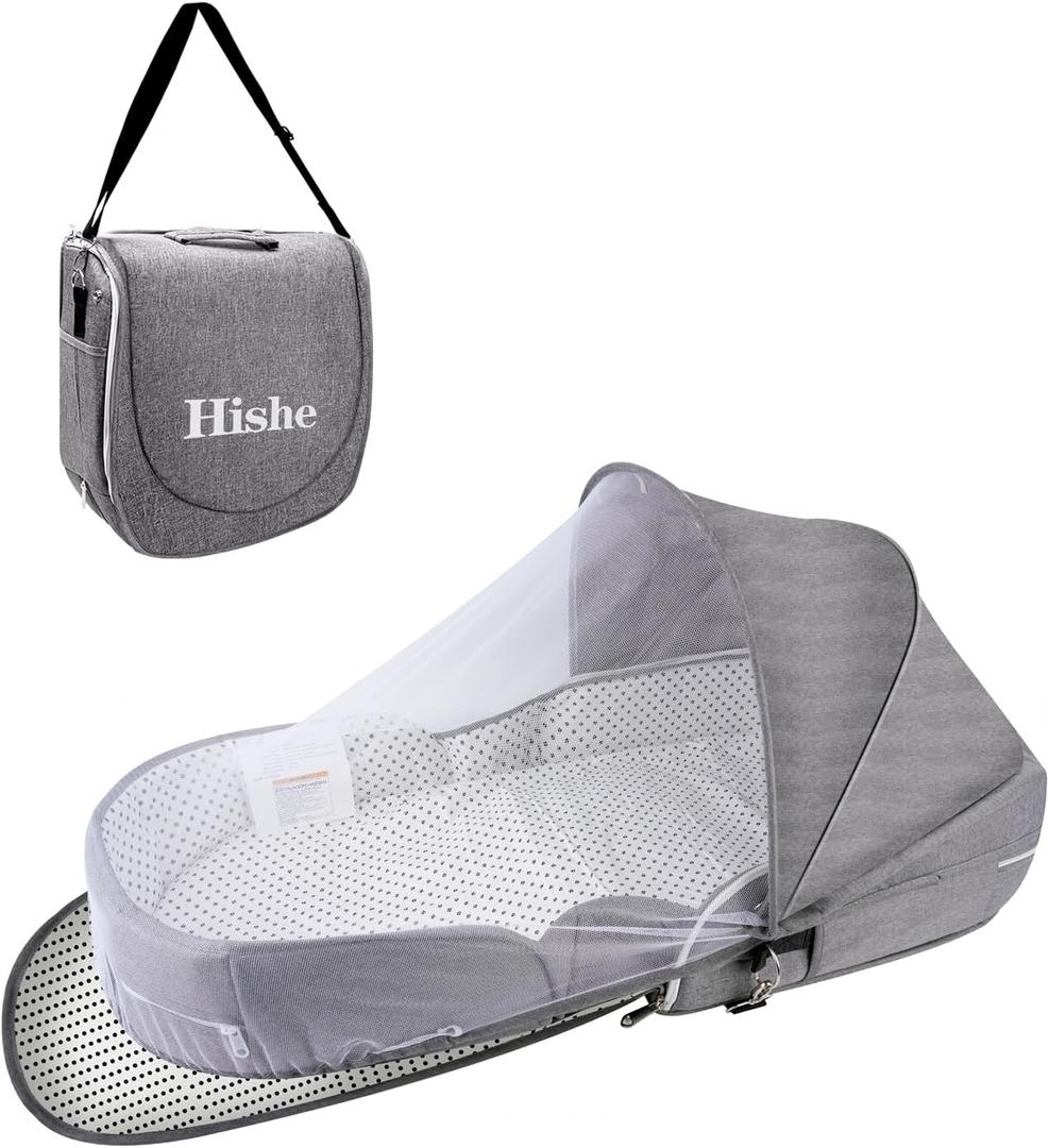 Baby Travel Bassinet Portable Bassinets: Foldable Lightweight Travel Pod Infant Bassinet with Mosquito and Canopy Outdoor Newborn Essentials Gift
