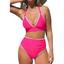 CUPSHE Women's Bikini Sets Two Piece Swimsuits High Waisted One Shoulder Swimwear Removable Adjustable Strap.XL