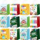 Zhanmai 24 Pcs Welcome Back to School Party Favors Bags for Gift Treat with Handle Colorful First Day of School Goodie Candy Paper Bags for Gifts Wrapping Party Decoration Supplies, 1 Count