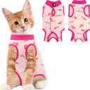Cat Recovery Suit Female, Breathable Cat Onesie After Surgery Female for Abdominal Wounds or Skin Diseases, Surgery Recovery Suit Kitten Onesie After Spay Wear Anti Licking (Small, Pink Fox)