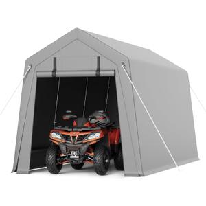 10 x 15 ft Portable Carport, Storage Shed with Heavy Duty Waterproof Tarp & 2 Roll-Up Zipper Doors, Ideal Tent for Motorcycles, Bikes, Garden Tools, and Firewood