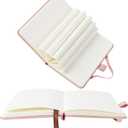 Animusphere 2Pack Pocket Notebook Small Notebook Journal Notebook 4 inches x 5.7 inches 200 Pages Leather Cover With Pen Holder Page Marker Ribbons (Rose Gold)