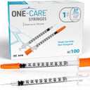 ONE-CARE Syringes 1ml/cc, 27G x 1/2"(12.7mm), Orange Cap, 100/bx