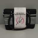 Everything Mary Deluxe Store & Tote Organizer  Black & White Stripe Craft Tote with Handle  Sewing, Scrapbooking & Art Supply Caddy for Creative Project Storage (Large)