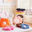 Royal Blue Flower Pillow, Cute Decorative Flower Shaped Throw Pillow with Faux Rabbit Fur, 19.6" Soft Flower Plush Throw Pillow Floor Pillows Room Dcor for Bedroom Living Room