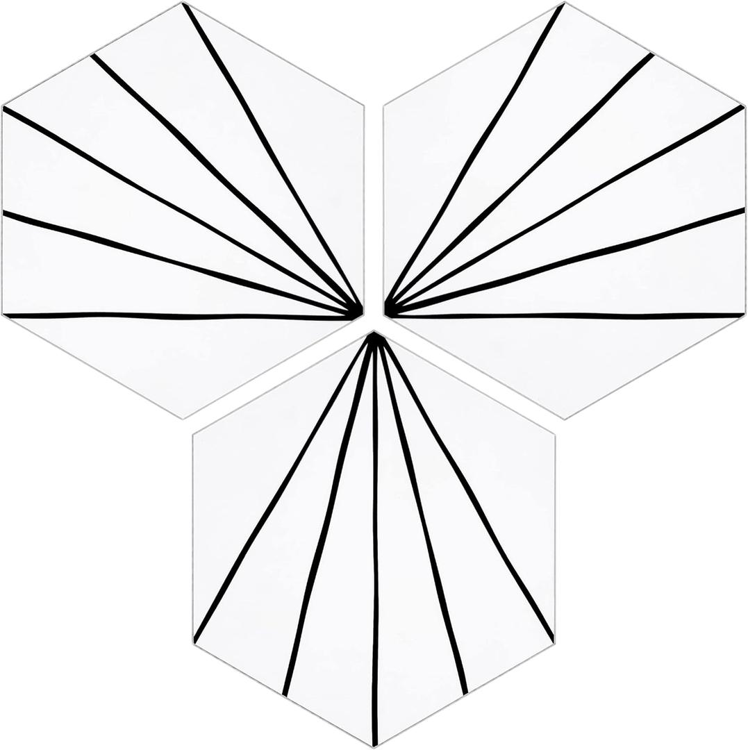 INNO STICKERS 45-Sheet Peel and Stick Backsplash Tile Sticker, 6" x 7" White Art Deco Hexagon Flower Vintage Self-Adhesive Wall Tile for Kitchen Bathroom Shower Living Room, Covers 10 Sq. Ft.