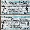Jetec 2 Pieces Funny Bathroom Signs Bathroom Wall Decor Toilet Wall Accessories Farmhouse Toilet Rustic Wooden Signs, 12x6 Inch(Chic Style)