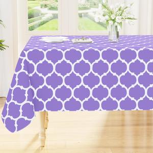 Smiry Rectangle Table Cloth, Waterproof Vinyl Tablecloth with Flannel Backing for Rectangle Tables, Wipeable Spillproof Plastic Tablecloths for Dining, Camping, Indoor and Outdoor, (52"x70", Lavender)