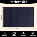 Vinyl Placemats Set of 6-1217.7 Inch Waterproof & Heattable Placemats, Fall Faux Leather Wipeable Outdoor Table Mat for Dining, Kitchen, Indoor Outdoor Use (Dark Blue, Diamond Pattern)