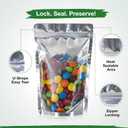 BELLE KR 4x6 Mylar Bags for Freeze Dried Candy - Pack Of 100-7.5mil Thick - 1/2 Pint Stand Up Small Clear Mylar Bags with See Through Window for Freeze Drying - Labels Included