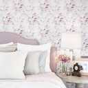 2 x HeloHo Peel and Stick Wallpaper Light Pink Floral Leaf Wall Paper Self Adhesive Removable Waterproof Contact Paper for Bathroom Living Room Bedroom Decor 15.35" X 78.7"