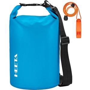 HEETA Waterproof Dry Bag for Women Men, 5L/10L/20L/30L/40L Roll Top Lightweight Dry Storage Bag Backpack with Emergency Whistle for Travel, Kayaking, Boating, Camping, Beach, Cruise Ship Essentials (Blue)