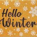 Mindsoft Hello Winter Welcome Door Mat 18 x 30 inch Snowflakes Doormat Welcome Doormat Snow Rug Christmas Door Mat Front Door Rug for Home Indoor Holiday Decoration (Hello Winter)