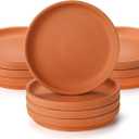 Suwimut 10 Pack Terracotta Pot Plant Saucer, 6 Inch Round Terra Cotta Planter Saucers for 5 Inch 5.5 Inch 6 Inch Flower Pot with Drainage Hole, Small Clay Planter Drip Trays for Indoor, Outdoor Plants