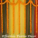 Marubhumi 5-PC Artificial Marigold Flower Garland – 4.5 Feet Long Strands with Bells | Mango Color | Diwali, Wedding, Home, and Christmas Décor