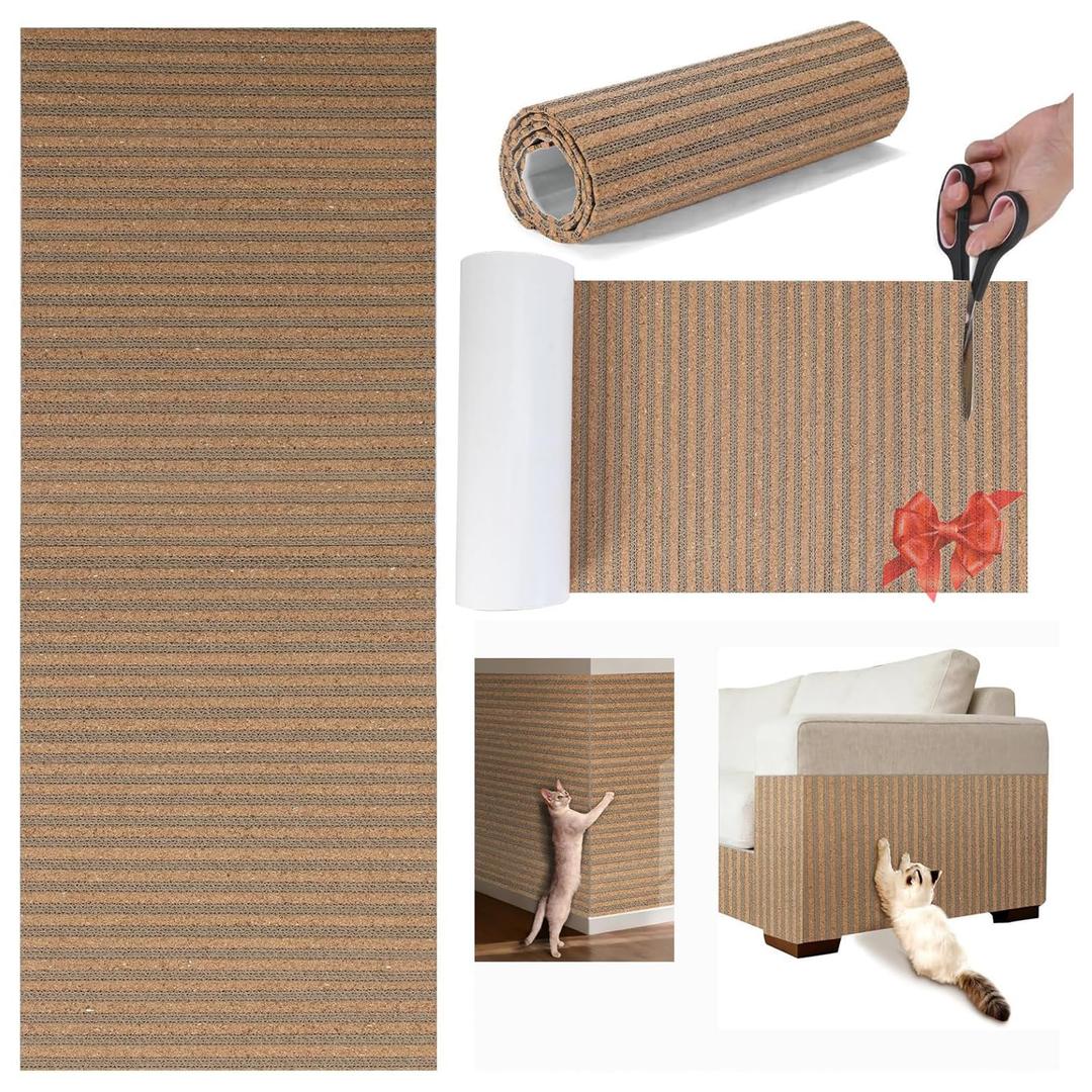Natural Cork-Cat Scratch mat-Cat Scratch Pad Rug-cat Couch Protector-Scratch Furniture Protector for Post/Sofa/Floor-Wall Scratchers for Indoor-Carpets Scratching-Stretching- Kitty Gifts-Brown