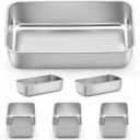 LIANYU 6 Pack Bread Loaf Pans for Baking 9x5 Inch, Stainless Steel Meat Bread Baking Pans, Loaf Tin for Homemade Banana Sandwich Sourdough (Silver)