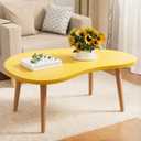 Small Coffee Table, Low Table with Solid Wood Leg, 23.6" Mango Coffee Table, 23.6" x 15.8" x 16.3"