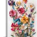 Framed Colorful Floral Canvas Wall Art Flowers Rose Wildflowers painting Wall Decor Artwork Modern Botanical Picture paints Poster Prints Ready to Hang (Floral, 16x24 Inch Framed) (24L" x 16W")