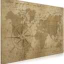 Navaris Magnetic Dry Erase Board - 16 x 24 inches Decorative White Board for Wall with Design, Includes 5 Magnets and Marker - Antique World Map