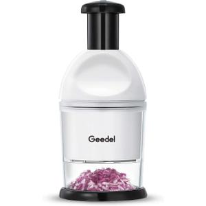 Geedel Food Chopper, Easy to Clean Manual Hand Vegetable Chopper Dicer, Dishwasher Safe Slap Onion Chopper for Veggies Onions Garlic Nuts Salads White