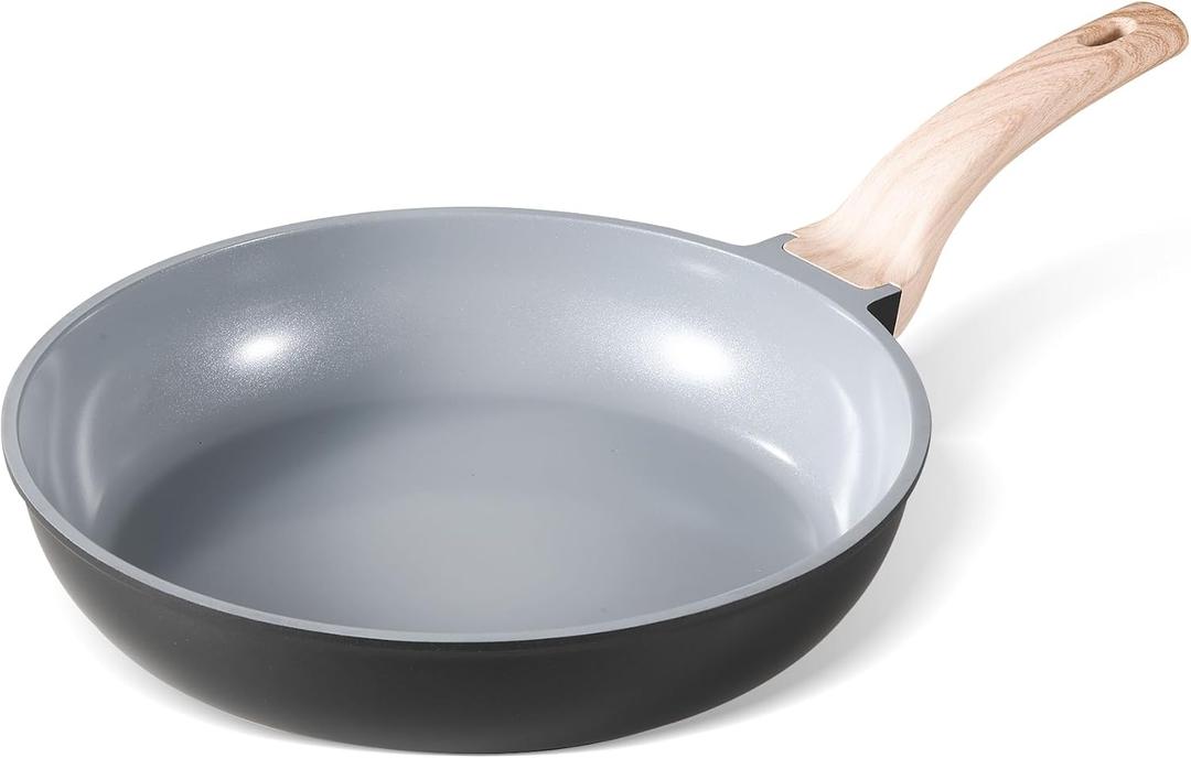 CAROTE Non Stick Frying Pans 8 Inch Nonstick Ceramic Pan Non-toxic Healty Skillet Omelet Pan PFOA&PFAS Free -Compatible with All Stovetops Black/Gray
