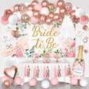 Bachelorette Party Decorations, Rose Gold Bride Shower Decorations Bride to Be Banner Backdrop Veil Sash Confetti Foil Balloons Tassel Paper Pom Poms Photo Props for Engagement Wedding Party Favors (Pink and White)