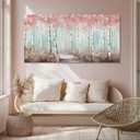 Botanical Wall Art for Girls Room Pink Tree Wall Decor Plant Pictures Wall Art Bedroom Decor for Women Graffiti Wall Paintings Living Room Home Decoration 20"x 40"