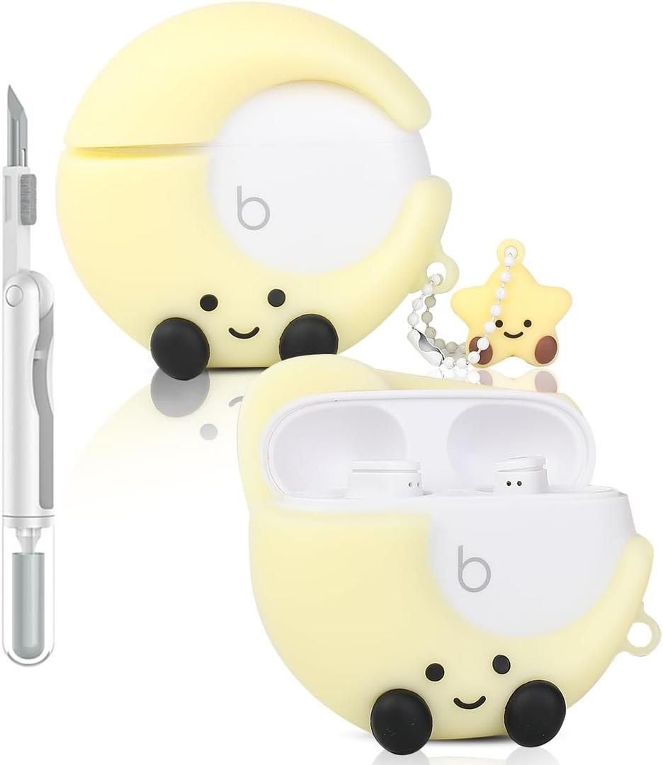 Case for Beats Studio Buds/Buds Plus Earbuds 2021/2023 with Cleaner Kit, Suublg Cute Cartoon Charging Case Protective Covers with Carabiner and Cleaning Pen (WANmoon)