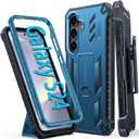 FNTCASE for Samsung Galaxy S24 Case: Military Shockproof Protective Phone Cover with Belt-Clip Holster & Kickstand, Full-Body Drop Proof Protection Heavy Duty Durable Rugged Cases for S24 5G Blue