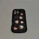 Toycamp for iPhone 16 Pro Max Case Cute - Women Girly Girls Glitter Phone Cover 16 ProMax Kawaii Sparkle Bling Shine Aesthetic Pretty Unique Wave Design Funda for Apple 16 Pro Max, Black Heart