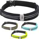 Running Belt for Women and Men, Waterproof Phone Holder for Running, Reflective 2-Pocket Waist Pack for Storing Runners Essentials Safely, Running Fanny Pack Fits Most Phones, Adjustable Belt Bag (Black)