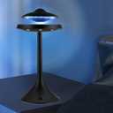 Magnetic Levitation Bluetooth UFO Speaker, Levitating UFO Speakers with Seven Color Night Lamp, Wireless Charging LED Lamp Bluetooth Speaker, 360Rotating UFO Lamp (Black)