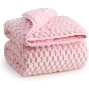 Super Soft Luxury Fleece Sherpa Weighted Blanket for Teens, 7lbs Small Weighted Lap Blanket for Adult, Turtle Shell Cozy Warm Throw for Winter, Compact Heavy Blanket for Sleep & Travel, Pink, 41"x60"