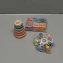 SpringFlower 3 in 1 Montessori Toys for Babies 0-3-6-12 Months, Rattle Teether & Baby Blocks & Soft Stacking Rings, Sensory Developmental Education Toys,Gift for Toddler Baby 0-3-6-12-18 Months