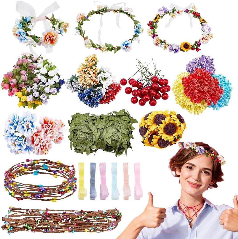 INFUNLY 261pcs/Set DIY Flower Crowns Making Kit Handmade Floral Crown Garland Kit Make Your Own Flower Wreath Bridal Shower Wreaths Gift for Women Wedding Home Decor INFUNLY 261pcs/Set DIY Flower Crowns Making Kit Handmade Floral Crown Garland Kit Make Your Own Flower Wreath Bridal Shower Wreaths Gift for Women Wedding Home Decor
