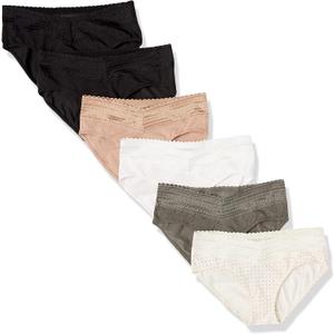 Warner's Women's Blissful Benefits Dig-free Comfort Waist With Lace Cotton Hipster 6-pack Ru2266w