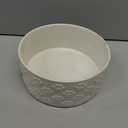 UBEE Ceramic Dog Bowl, Dog Food Bowl Dish, Pet Food Water Dish Feeding for Small and Meidum Dogs and Large Cat, White, Paw + Bone Pattern, 6.1 in-Medium