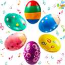 JOYIN 6 Packs Easter Wooden Egg Shakers Maracas Percussion Musical for Easter Basket Stuffer Filler, Classroom Prize Supplies, Musical Instrument for Kids, Easter Hunt