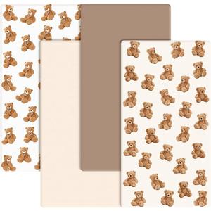 4 Pack Bear Baby Crib Fitted Sheet 52'' x 28'' Bear Stretchy Neutral Fitted Crib Mattress Sheet Baby Bedding for Standard Mattress Gift Set 4 Pack Bear Baby Crib Fitted Sheet 52'' x 28'' Bear Stretchy Neutral Fitted Crib Mattress Sheet Baby Bedding for Standard Mattress Gift Set