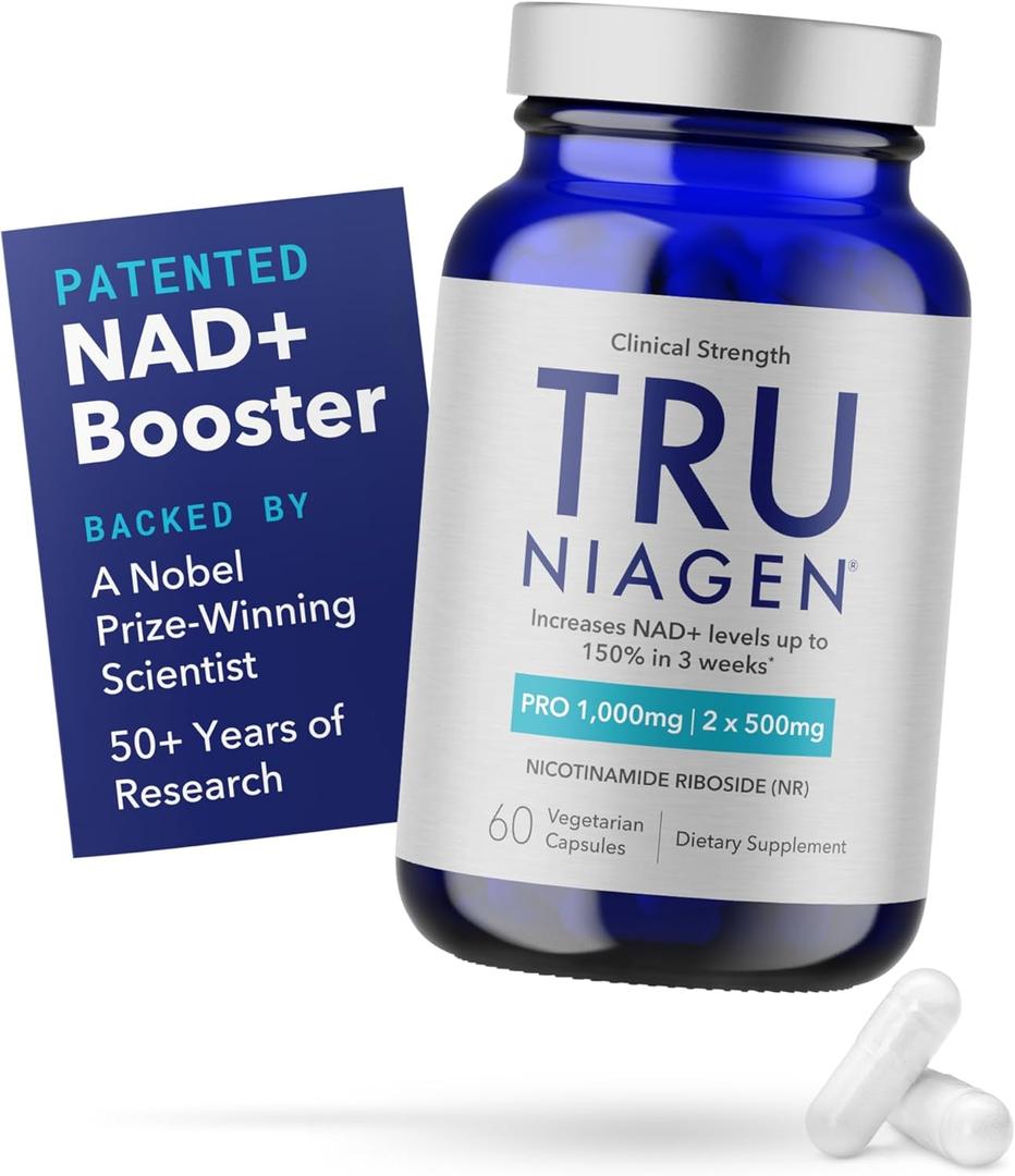 TRU NIAGEN PRO NAD Supplement for Brain Function, Anti Aging, Cell Regeneration | Patented Niagen | Supports Cellular Energy | Nicotinamide Riboside (NR) | 30-1000mg Servings (2x500mg, Take 2 Daily), BBD: 08/2028